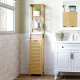 kleankin Tall Bathroom Cabinet, Slim Storage Cabinet, Tallboy Bamboo Storage Unit with 3-Tier Storage Shelves and Freestanding O