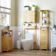 kleankin Tall Bathroom Cabinet, Slim Storage Cabinet, Tallboy Bamboo Storage Unit with 3-Tier Storage Shelves and Freestanding O
