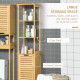 kleankin Tall Bathroom Cabinet, Slim Storage Cabinet, Tallboy Bamboo Storage Unit with 3-Tier Storage Shelves and Freestanding O