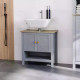 kleankin Under Sink Cabinet, Bathroom Vanity Unit, Pedestal Under Sink Design, Storage Cupboard with Adjustable Shelf, Grey