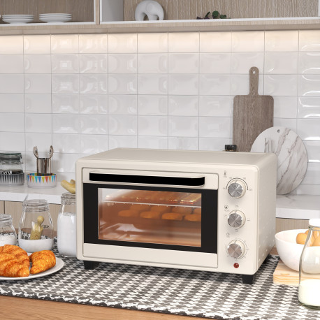 21L Mini Countertop Oven, 100°C-230°C Adjustable Temp - White