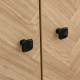 Modern Wardrobe Cabinet Wood Grain Sticker Surface with Shelf, Hanging Rod and 2 Drawers 90x50x190cm