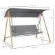 Outsunny 3 Seater Swing Chair, Garden Swing Bench with Adjustable Canopy, Cushioned Seat and Weather Resistant Steel Frame for P