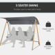 Outsunny 3 Seater Swing Chair, Garden Swing Bench with Adjustable Canopy, Cushioned Seat and Weather Resistant Steel Frame for P