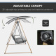 Outsunny 3 Seater Swing Chair, Garden Swing Bench with Adjustable Canopy, Cushioned Seat and Weather Resistant Steel Frame for P
