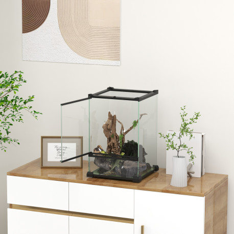 PawHut 12L Vivarium for Lizards, Frogs, Snakes, Turtles, Tortoises w/ Anti-Escape Design, Ventilation