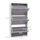 12-Shoe Flip Drawer Storage Cabinet - Grey Wood-Effect