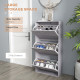 12-Shoe Flip Drawer Storage Cabinet - Grey Wood-Effect