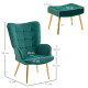 Modern Armchair with Footstool, Upholstered Accent Chair with Ottoman, Steel Legs, Velvet Wingback Chair for Living Room, Bedroo