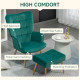 Modern Armchair with Footstool, Upholstered Accent Chair with Ottoman, Steel Legs, Velvet Wingback Chair for Living Room, Bedroo