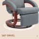 135° Manual Reclining Swivel Chair, with Footrest - Grey