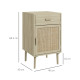 Bedside Table Set of 2, Rattan Side Tables with Drawer, Cabinet and Adjustable Shelf, Boho Bedside Cabinet with Storage for Bedr