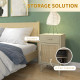 Bedside Table Set of 2, Rattan Side Tables with Drawer, Cabinet and Adjustable Shelf, Boho Bedside Cabinet with Storage for Bedr