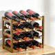 Free Standing Bamboo Wine Rack with 16 Bottles Holder, 4-tier Water Bottle Organiser, Display Shelf for Countertop, Home Bar, Br