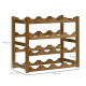 Free Standing Bamboo Wine Rack with 16 Bottles Holder, 4-tier Water Bottle Organiser, Display Shelf for Countertop, Home Bar, Br