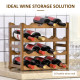 Free Standing Bamboo Wine Rack with 16 Bottles Holder, 4-tier Water Bottle Organiser, Display Shelf for Countertop, Home Bar, Br