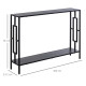 Industrial Console Table with Storage Shelf, Narrow Hallway Dressing Desk with Metal Frame for Living Room, Bedroom, Grey and Bl