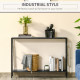 Industrial Console Table with Storage Shelf, Narrow Hallway Dressing Desk with Metal Frame for Living Room, Bedroom, Grey and Bl