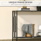 Industrial Console Table with Storage Shelf, Narrow Hallway Dressing Desk with Metal Frame for Living Room, Bedroom, Grey and Bl