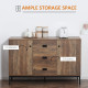 Industrial Sideboard, Storage Cabinet, Accent Cupboard with Drawers, Adjustable Shelves for Kitchen, Dining Room, Living Room, D