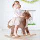 Kids Children Plush Rocking Horse Wooden Base Ride On Toy Rocker with Handle Grip Traditional Toy Fun Gift for Age 3+ (Brown &amp; W