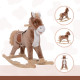 Kids Children Plush Rocking Horse Wooden Base Ride On Toy Rocker with Handle Grip Traditional Toy Fun Gift for Age 3+ (Brown &amp; W