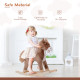 Kids Children Plush Rocking Horse Wooden Base Ride On Toy Rocker with Handle Grip Traditional Toy Fun Gift for Age 3+ (Brown &amp; W