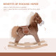 Kids Children Plush Rocking Horse Wooden Base Ride On Toy Rocker with Handle Grip Traditional Toy Fun Gift for Age 3+ (Brown &amp; W