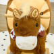 Kids Rocking Horse, with Safety Harness, Sounds, Foot Pedals - Brown