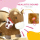 Kids Rocking Horse, with Safety Harness, Sounds, Foot Pedals - Brown