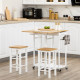 Kitchen Island Set with 2 Stools, Bamboo Breakfast Cart with Drop Leaf Top, Drawers and Towel Rack, Rolling Kitchen Cart and Cha