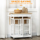Kitchen Island Set with 2 Stools, Bamboo Breakfast Cart with Drop Leaf Top, Drawers and Towel Rack, Rolling Kitchen Cart and Cha
