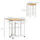 Kitchen Island Set with 2 Stools, Bamboo Breakfast Cart with Drop Leaf Top, Drawers and Towel Rack, Rolling Kitchen Cart and Cha