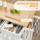 Kitchen Island Set with 2 Stools, Bamboo Breakfast Cart with Drop Leaf Top, Drawers and Towel Rack, Rolling Kitchen Cart and Cha