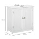kleankin 60x60cm Under-Sink Storage Cabinet w/ Adjustable Shelf Handles Drain Hole Bathroom Cabinet Space Saver Organizer White