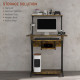 Multi-Storage Work Desk, with Sliding Keyboard Tray - Brown/Black