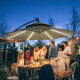 Outsunny 3(m) Cantilever Banana Parasol Hanging Umbrella with Double Roof, LED Solar lights, Crank, 8 Sturdy Ribs and Cross Base