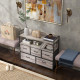 Rustic Chest of Five Fabric Drawers - Grey Wood Effect