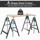 Set of 2 Adjustable Telescopic Builders Trestle, DIY Steel Work Bench Carpenter, Folding Saw Horse Tools Black