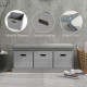 Three-Drawer Shoe Storage Bench, with Padded Top Seat - Grey