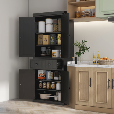 Freestanding Multi-Storage Kitchen Cabinet - Black