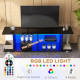 Multi-Shelf TV Cabinet, with Adjustable LED Lights - Black