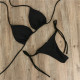 Women Halter Bikini Set Bra Top + Mini Triangle G-string Thong Swimwear Swimsuit Set - White