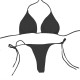 Women Halter Bikini Set Bra Top + Mini Triangle G-string Thong Swimwear Swimsuit Set - White