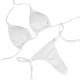 Women Halter Bikini Set Bra Top + Mini Triangle G-string Thong Swimwear Swimsuit Set - White