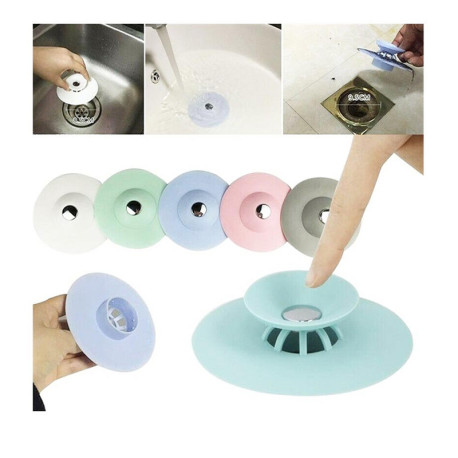 Silicone Sink Drain Plug Bathtub Stopper Hair Catcher for Bathroom Kitchen 9.5 cm - Random Colour