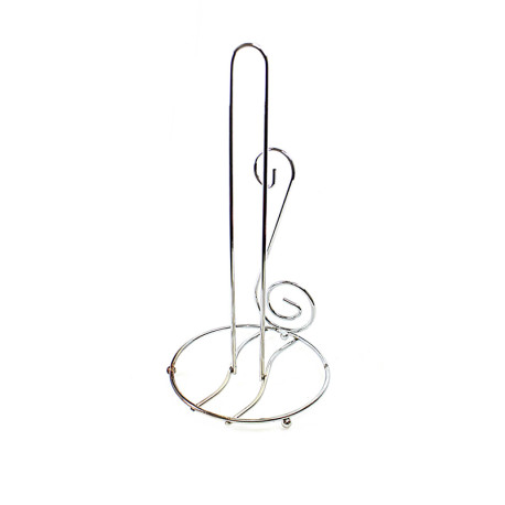 Metal Towel Holder Paper Roll Pole Stand for Kitchen 15 x 27 cm - Silver