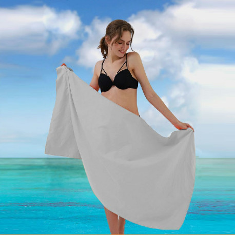 Compact Fast Drying Microfibre Beach Towel for Travel Camping Swimming 80*180cm - Grey