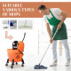 25L Mop Bucket, with Wringer, Wheels and Handle - Orange