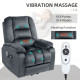 Leathaire Eight Massage Point Armchair, with Heat and Reclining Back - Grey
